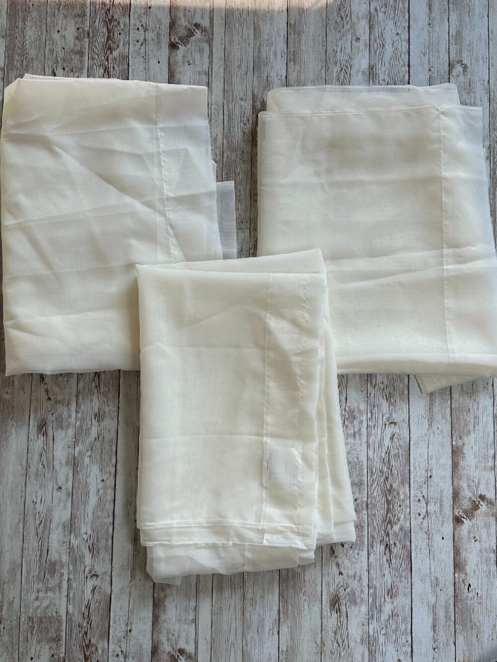 3 x Martha Stewart Living Fine Sheer Rod Pocket Curtain Panels 59" x 84" Ivory